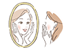 鏡を見ている女性のイラスト